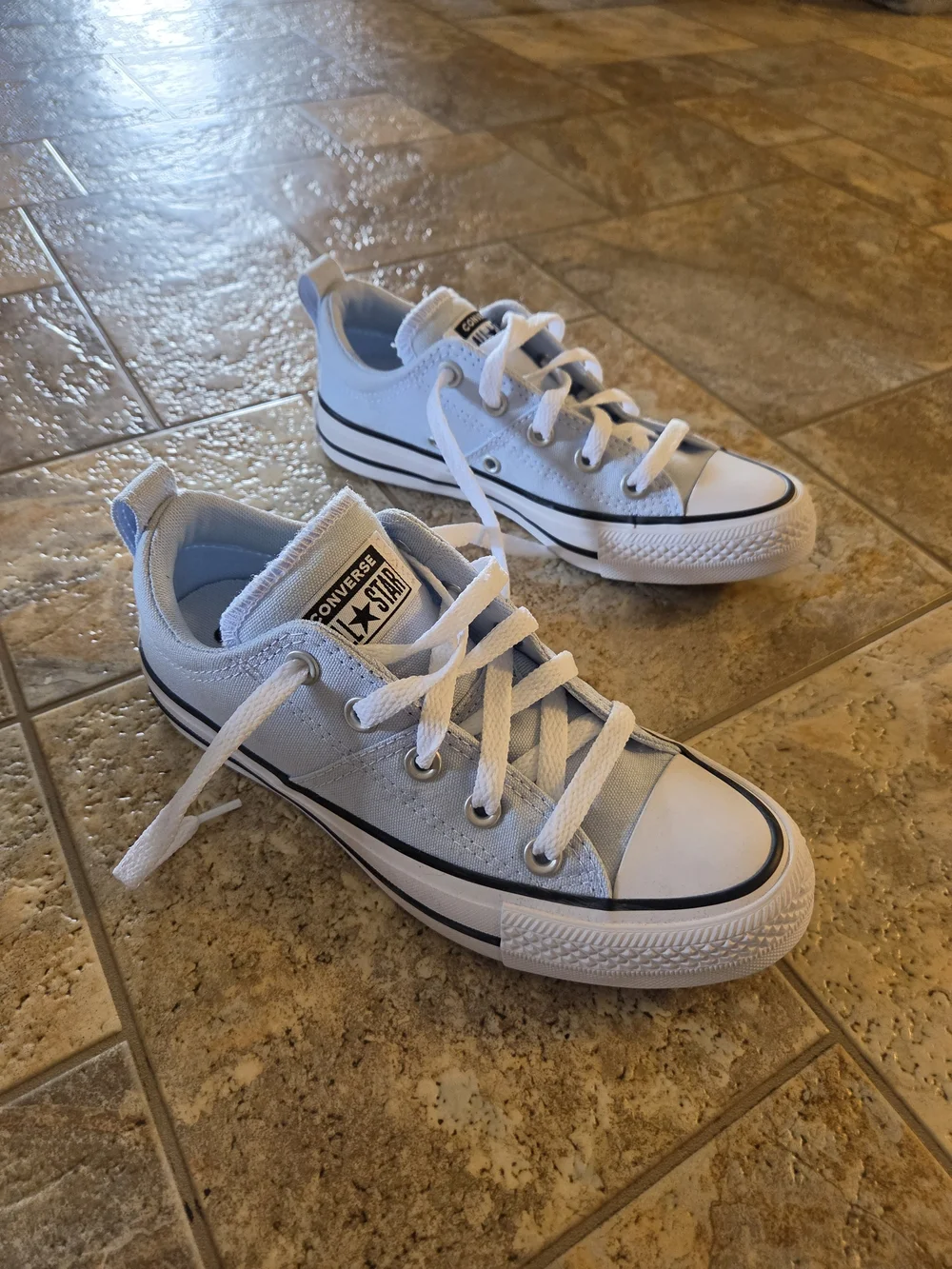 Converse Kids White Low Top Canvas Sneakers with Black Trim